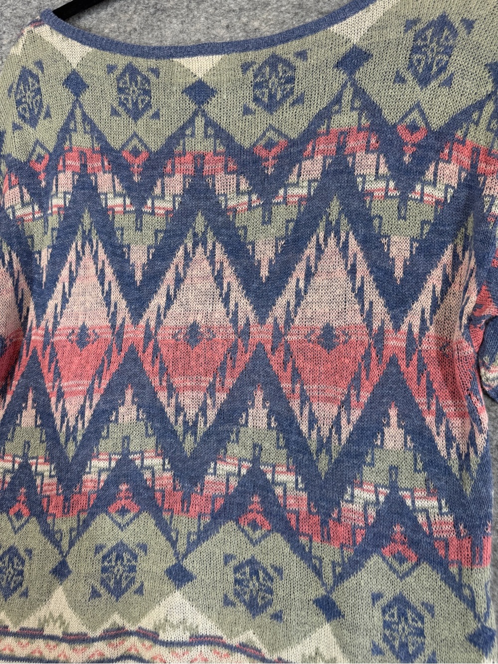 Denim & Supply Ralph Lauren Cotton Blend Aztec Knit Top Blue Small Boho Festival - Picture 10 of 14